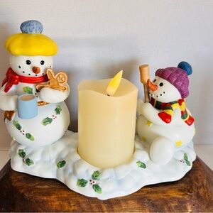 PartyLite Snowman‎ Candle Holder with Yellow and Blue Accents